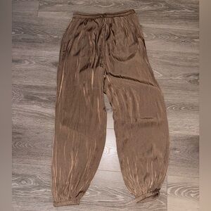 Zara Taupe Satin Joggers